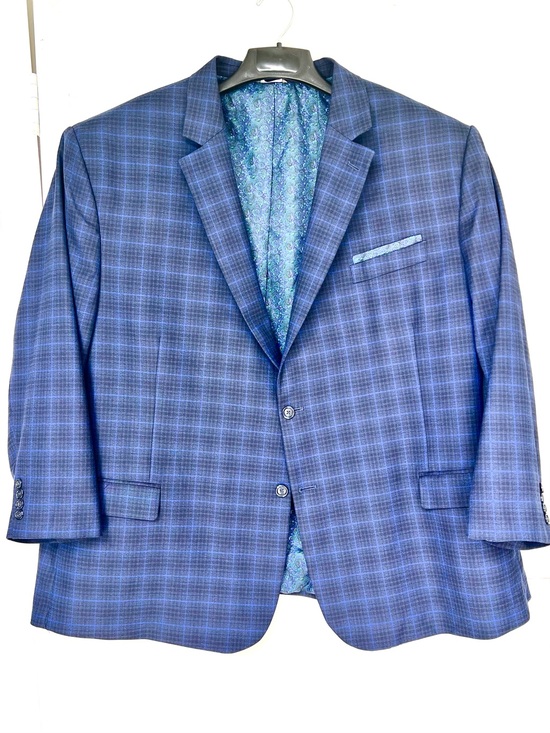 Oak Hill Other - 5XLarge Stretch Oak Hill Blue Plaid Men's Blazer - Classic Tailored Style